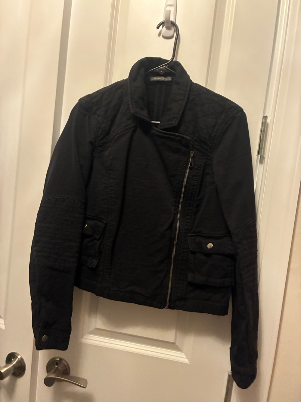 Michael Stars Black Quilted Detail Asymmetrical Zip Jacket
